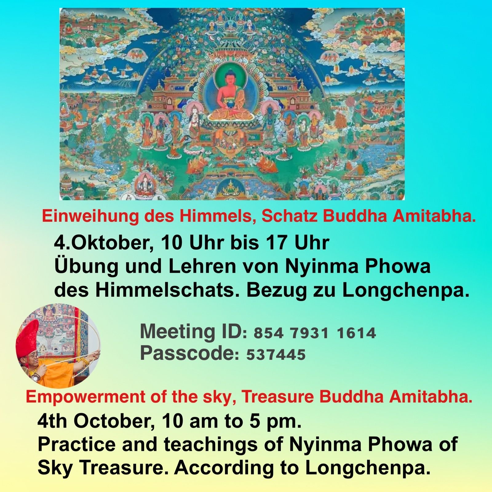 Lonchenpa Nyima Phowa, Einweihung des Himmels, Schatz Buddha Amitabha